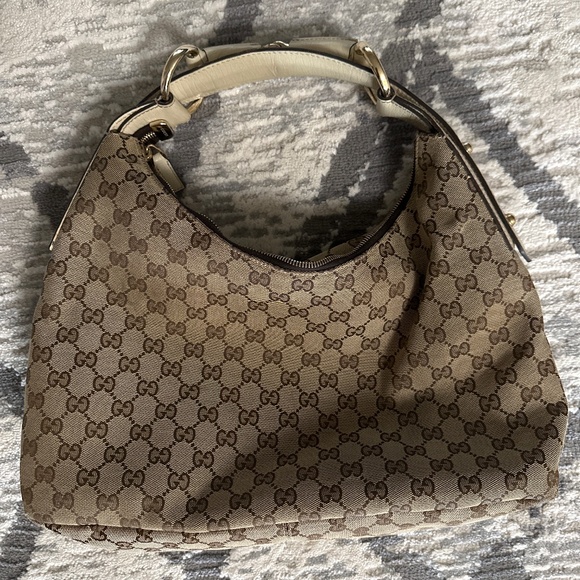 Gucci  Monogram Horsebit Hobo Medium Bag - Picture 1 of 10